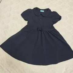 キャサリンコテージネイビー 半袖ワンピース ボタン付き120cm