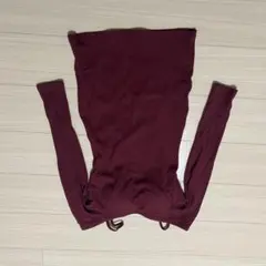 長袖 リブニット トップス ボルドーのサムネイル