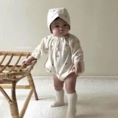 monbebe 花柄 刺繍 ロンパース M 70 80 韓国　ベビー服