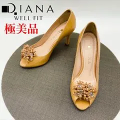 極美品 DIANA ビジュー オープントゥ パンプスのサムネイル