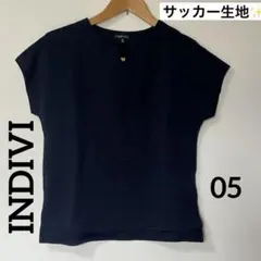 INDIVI フレンチスリーブ　サッカーブラウス　05 ネイビーのサムネイル