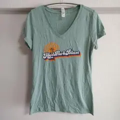 ディストリクト Tシャツ Vネック 半袖 プリント M 緑 混紡素材 デイリー