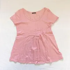 HIROKO BIS CASA プリーツ入りピンク半袖Tシャツ Mサイズのサムネイル