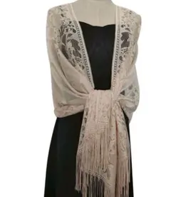 ☆新品　大判ストール　ベージュ　薄手　ショール　パーティー