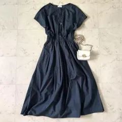 極美品♪イエナ コットンランダムタックシャツワンピース ミモレ丈 Aラインのサムネイル