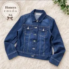 美品 Honeys コルザ デニムジャケット Gジャン S 綿 濃紺 ハニーズ