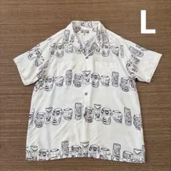Dry Bones レーヨン ハワイアンシャツ L 白 紫 スカルマグ ティキのサムネイル