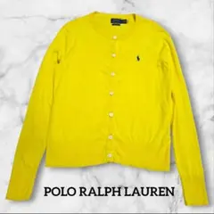 現行 ポロ ラルフローレン カーディガン イエロー クルーネック ロゴ刺繍