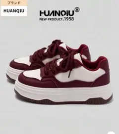 HUANQIU 厚底スニーカー ワインレッド/ホワイト