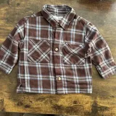 最終値下げZARA ベビーシャツ 9-12ヶ月 ブラウン・チェック
