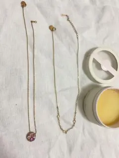 クレージュゴールドペンダントネックレス ピンクストーン付き