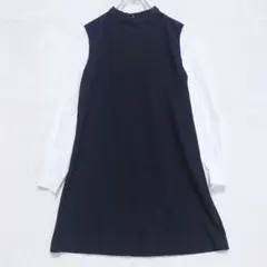 ザラ リブニット ドッキングワンピース 長袖 レイヤード（M相当）