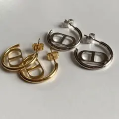 ステンレス　フープ　ピアス　2色セット