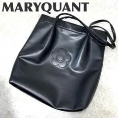 MARY QUANT ブラック トートバッグ　デイジーパッチソフト