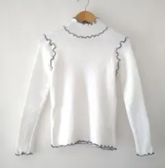 パイピングハイネックトップス ホワイト