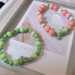 ハンドメイド ブレスレット 陶器ビーズ 2点セット
