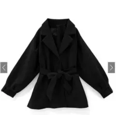 GRL リボンベルト付きボリュームスリーブショートコート[ze684]