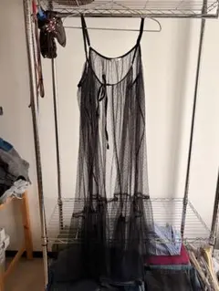 niko and ... ドット柄ブラックキャミワンピース