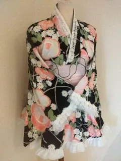 浴衣ドレス 姫ギャル 地雷 量産 平成 花柄 レース かわいい 黒 ピンク