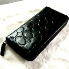 あ*こ様 新品 COACH コーチ F60735 長財布 エンボス レザー ブラ