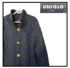 オールドユニクロ　ケーブルニットカーディガン　ヴィンテージ　ウール使用　90's