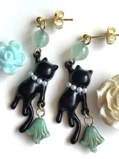 ฅ❤️ ねこ 猫 レジン 花 ヨーヨー 祭り 花火 夏 ピアス イヤリング 