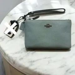 新品未使用COACHコーチショルダーウォレットミントグリーンクロス