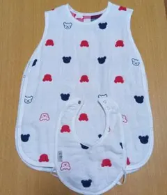 赤ちゃんの城　スリーパー クマ柄 0~2才用　スタイ付き