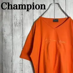 【激レア】チャンピオン　刺繍センターロゴ　Vネック Tシャツ ユニセックス　古着