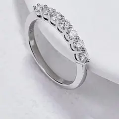 9号 モアサナイト 証明書あり S925刻印あり シルバーリングハーフエタニティ