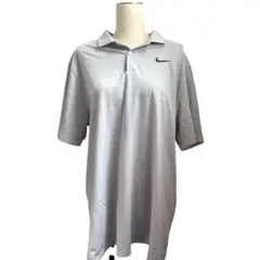 NIKE ナイキ 半袖 ポロシャツ グレー ワンポイント ロゴ　ビッグ　速乾のサムネイル