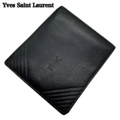 【極美品】Yves saint Laurent 折り財布 YSLロゴ ブラック