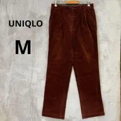 UNIQLO M ブラウン コーデュロイパンツ タックパンツ コットン