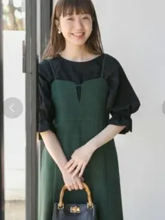 キーネック ロングワンピース