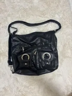 2way ショルダーバッグ レザー 黒 合成皮革