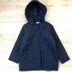 ファミリア　ネイビー フード付き キルティングコート