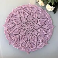 No.66 レース編み ドイリー パープル