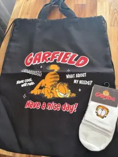 新品未使用GARFIELD ナップザック　ソックスサイズ23〜25㎝　２点セット