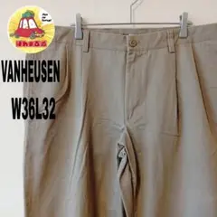 USA古着 VANHEUSEN チノパン　W36L32 ベージュ　ツータック