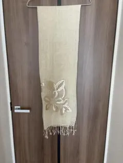 花柄刺繍 ベージュ ストール