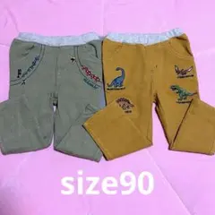 電車と恐竜刺繍パンツ2枚セット