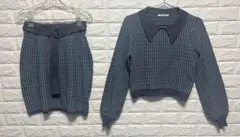 ☆極美品☆REDYAZEL セットアップ　ジャガードニット　ブルーグレー