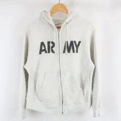 90s US ARMY 裏起毛 ジップ スウェット パーカー フーディー S