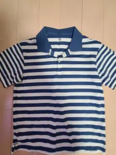 青と白のストライプ ポロシャツ