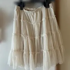 ロペピクニック　アイボリー レースフリルフレアスカート