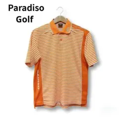 Paradiso Golf メンズ M 半袖 ポロシャツ ボーダー オレンジのサムネイル