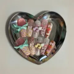ネイルチップ レオパード ピンク オーダー ハンドメイド
