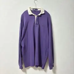 90s ポロバイラルフローレン コットン ラガーシャツ パープル ロゴ有