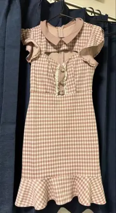 Dazzy フリル袖 チェック柄 ミニドレス M