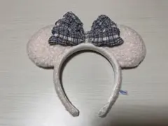 ディズニーカチューシャ チェックリボン ブルー